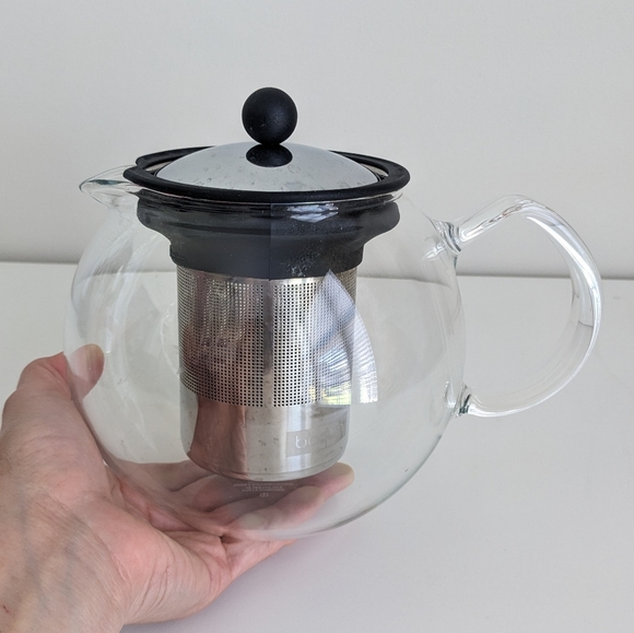 BODUM Assam Clear Glass Tea Press 1 Litre/34 Oz. Stainless Steel Filter Danish - Picture 3 of 8
